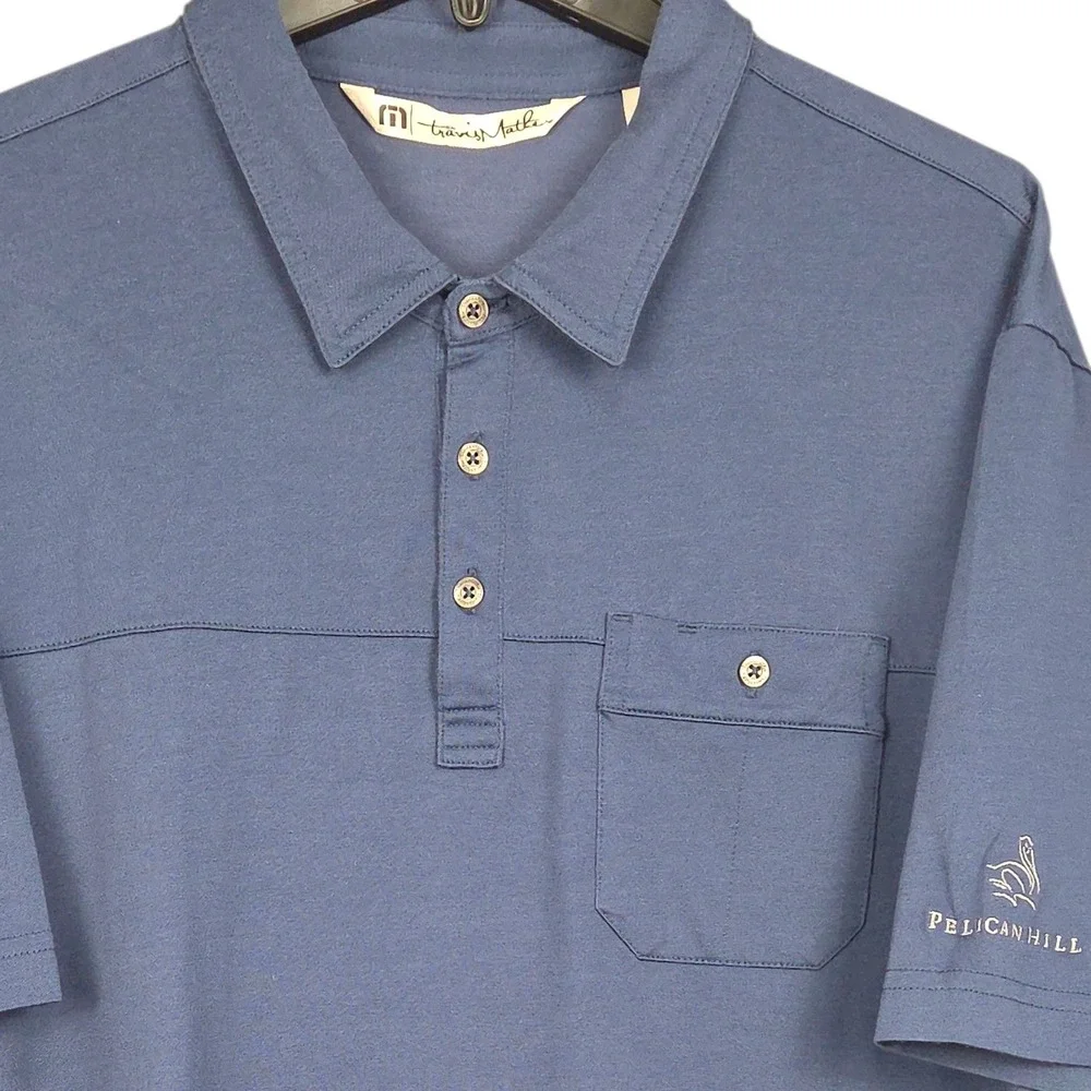 Travis Mathew Polo Shirt Mens‎ XXL Blue Short Sleeve Pelican Hill Golf Casual